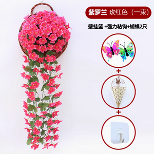 Simulated Violet Wall Hanging Orchid Large Hydrangea Artificial Plastic Flower Silk Flower Rattan Rose Red 1 Large Violet Delivery Hook