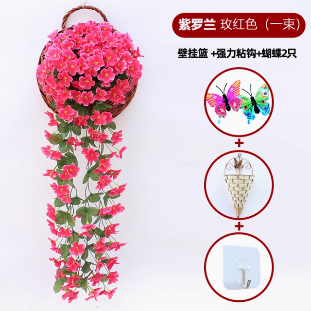 Simulated Violet Wall Hanging Orchid Large Hydrangea Artificial Plastic Flower Silk Flower Rattan Rose Red 1 Large Violet Delivery Hook