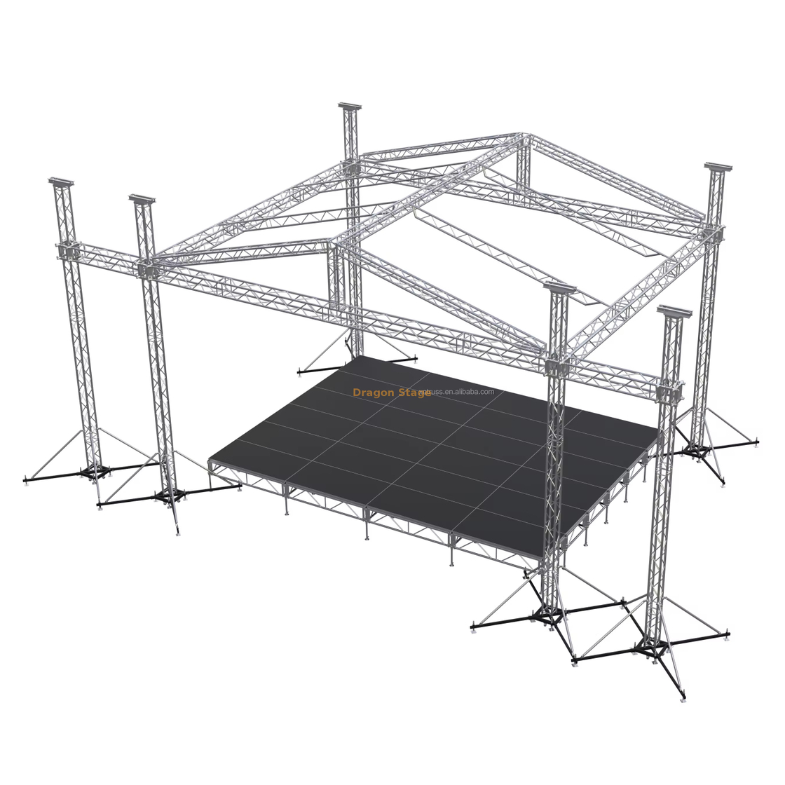 Outdoor Customized Speaker Aluminum Truss Wings 2m Event Bolt Spigot Stage Truss Roof System 12x8x12m 