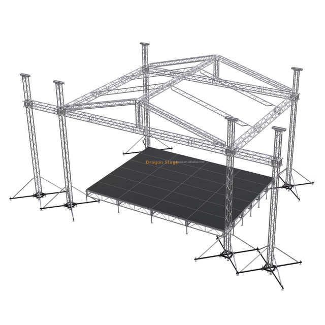 Outdoor Customized Speaker Aluminum Truss Wings 2m Event Bolt Spigot Stage Truss Roof System 12x8x12m 