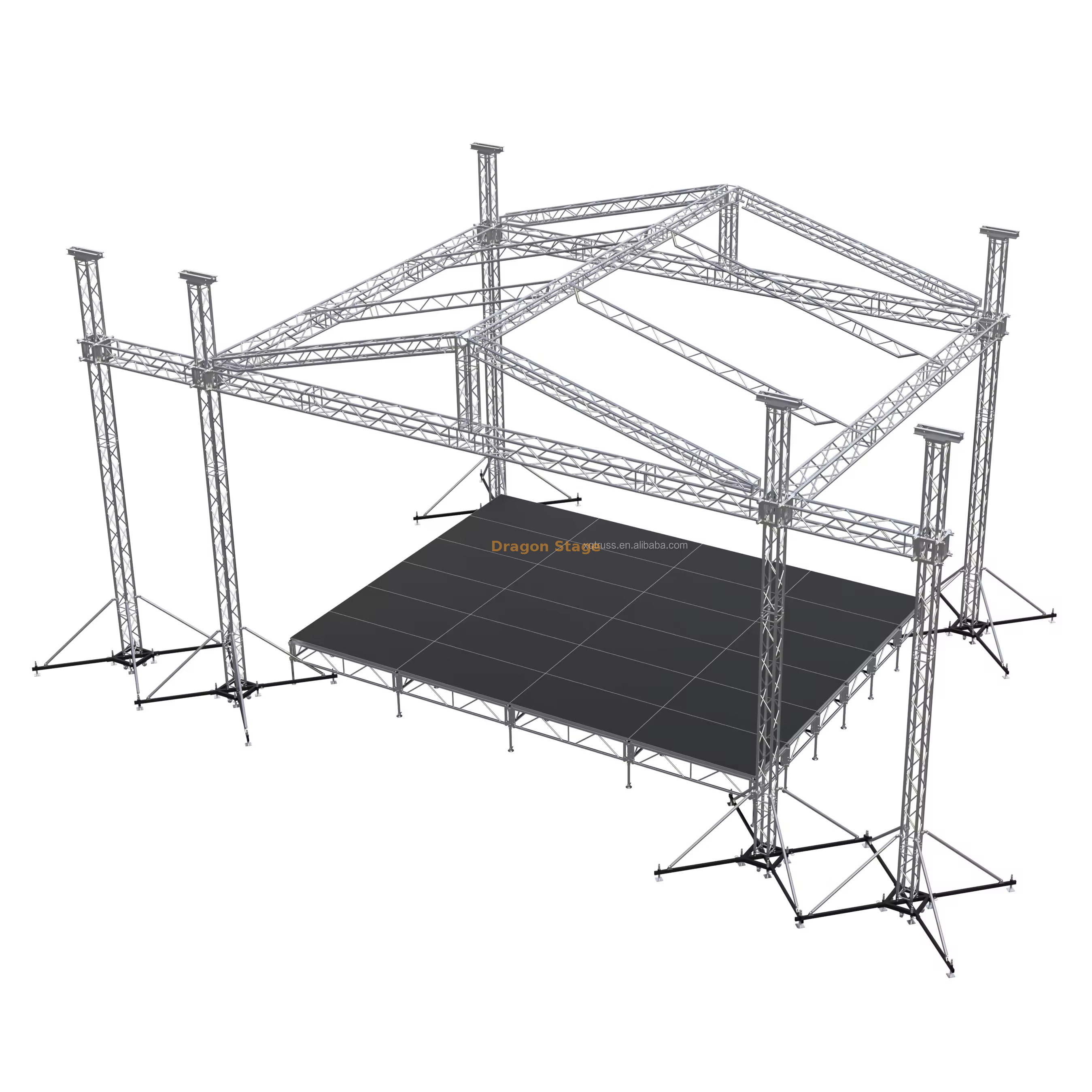 Outdoor Customized Speaker Aluminum Truss Wings 2m Event Bolt Spigot Stage Truss Roof System 12x8x12m 