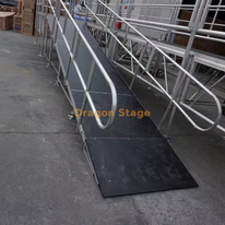 Outdoor Waterproof Wooden Aluminum Adjustable Portable Stage Ramp with Handrail
