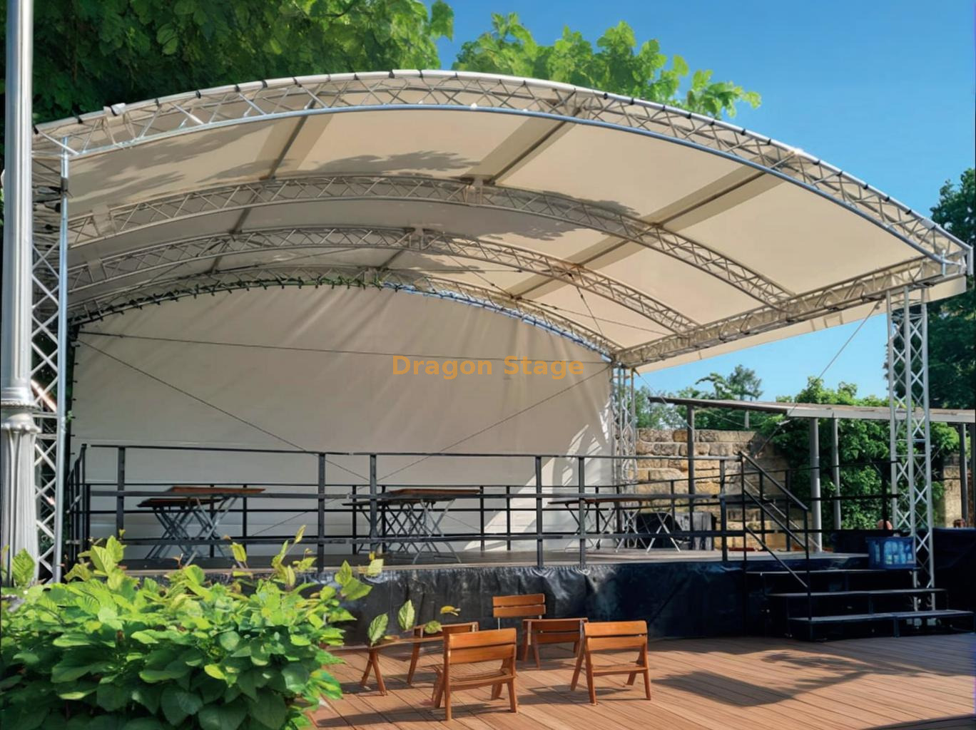Mobile Stages Curve Roofing Truss System with Cover 8.70x6.5x5m