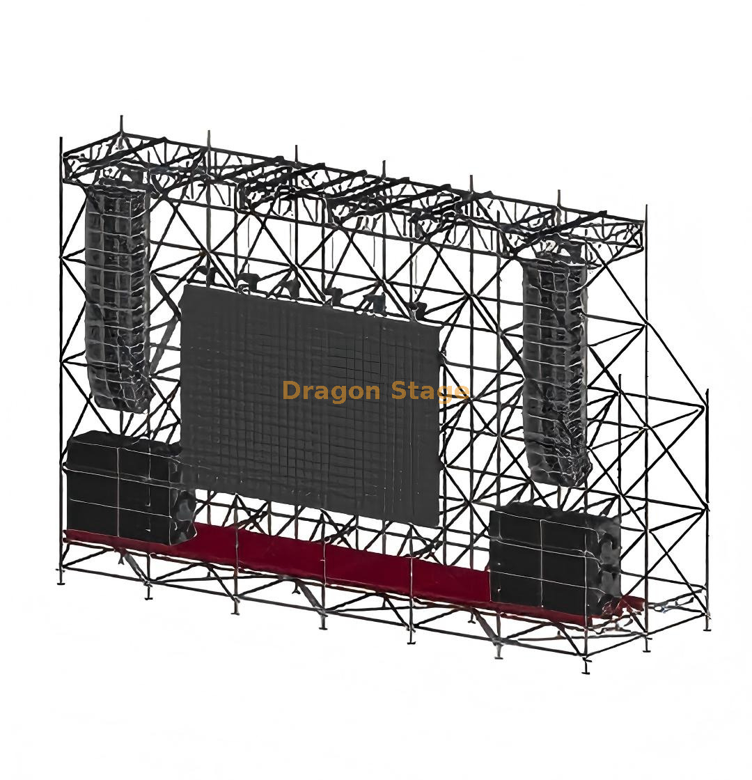 12x4x8m Ringlock LED Screen and Line Array Hanging Structure with 6 Top Section Trusses