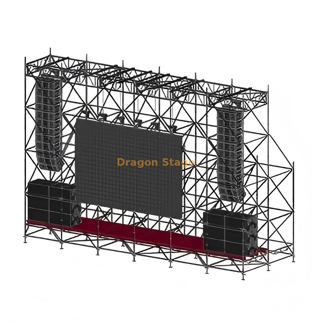 12x4x8m Ringlock LED Screen and Line Array Hanging Structure with 6 Top Section Trusses