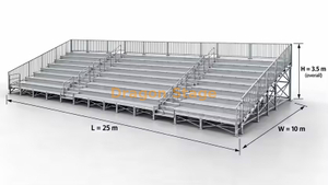 25x10m Ringlock Grandstand Seating System with Two Aisles and 3-Side Guardrails