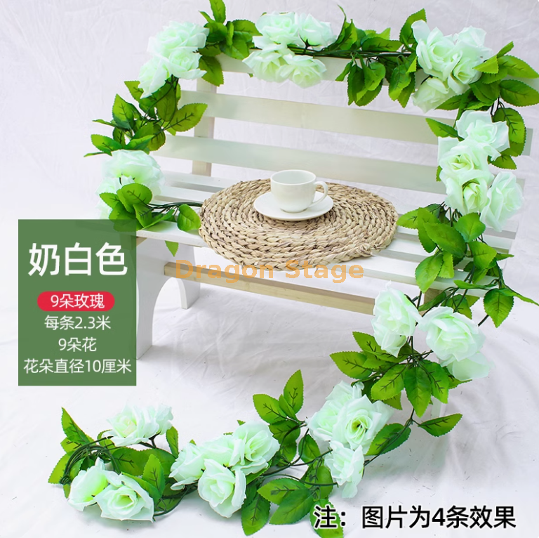 乳白色 大朵白玫瑰9头-2条