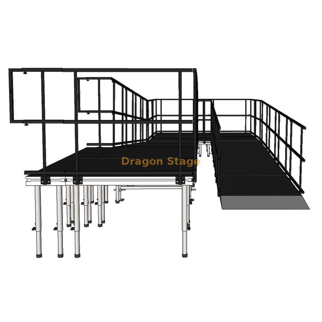 9.82x3.23m Switchback Modular Aluminum Event Stage Ramp for Wheelchair Access & Concert Equipment Loading