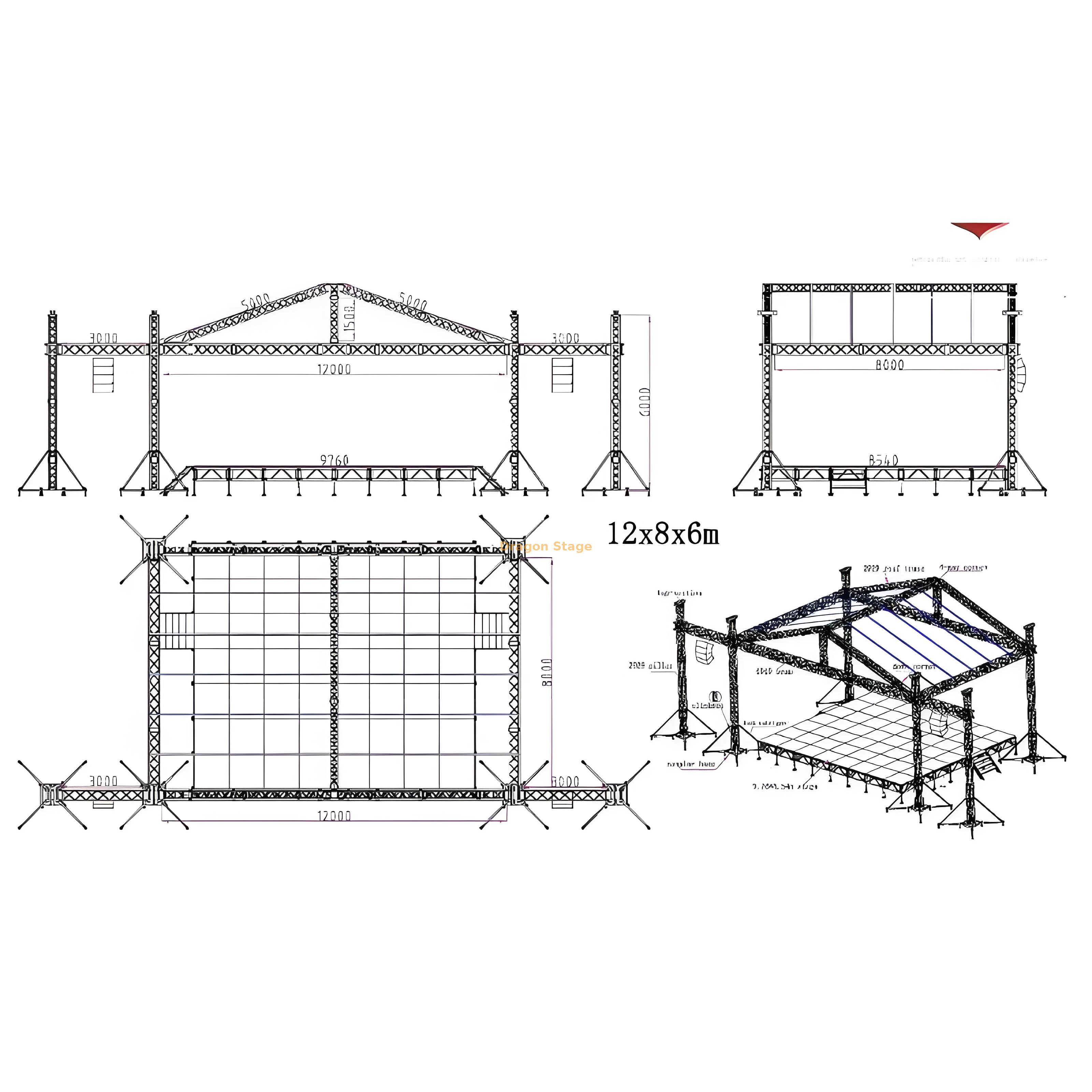 Pitched Roof Truss System 12x8x6m