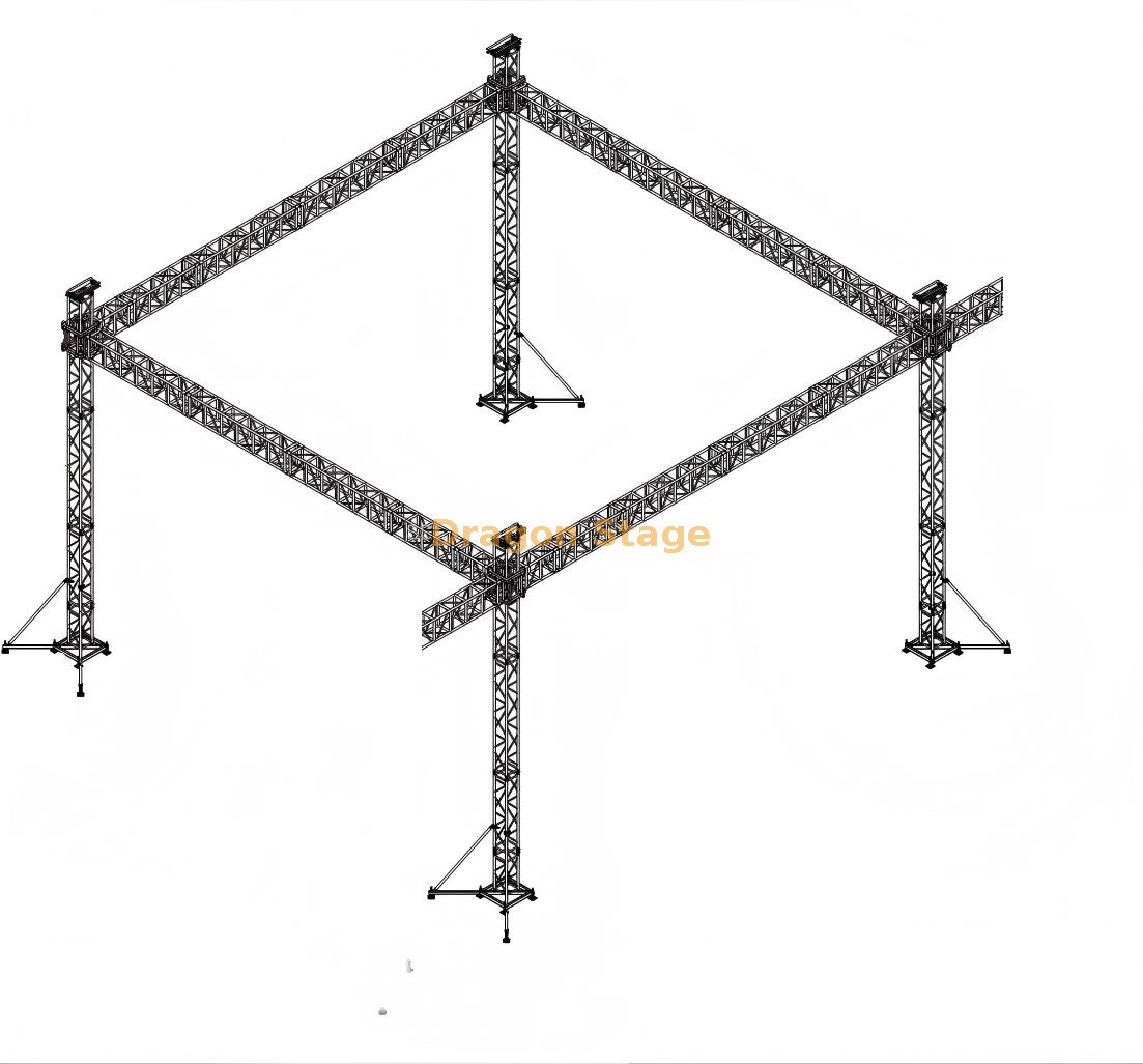 Concert Line Array Flat Roof Trusses Stage 40x30x20ft